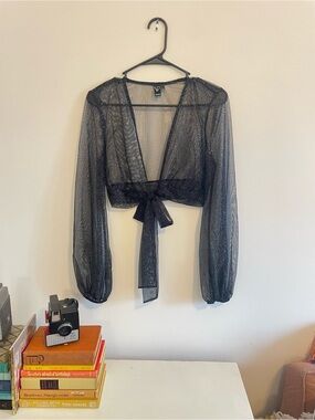 Windsor Black Sheer Glitter Mesh Top